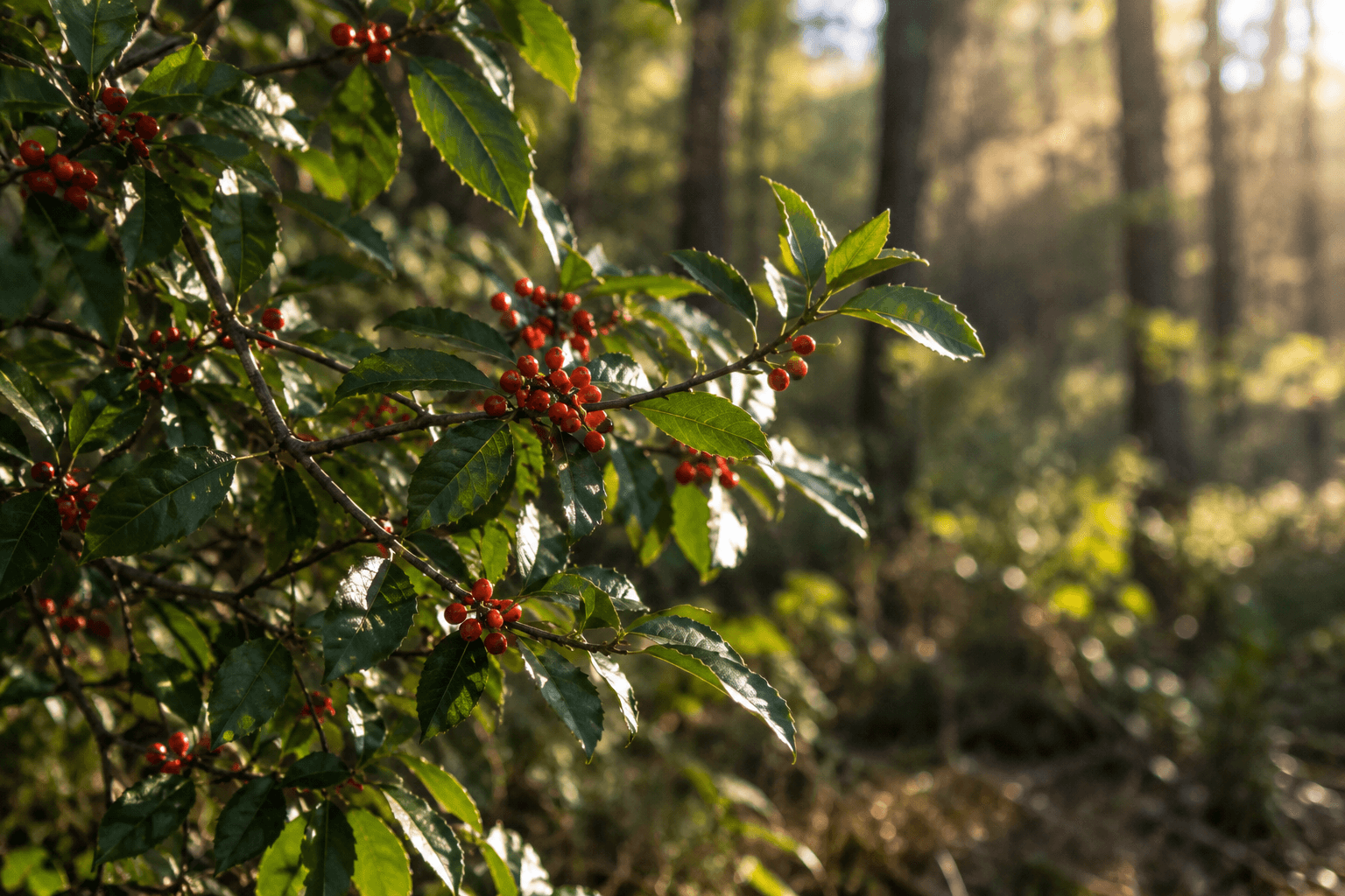 Yaupon foliage and berries